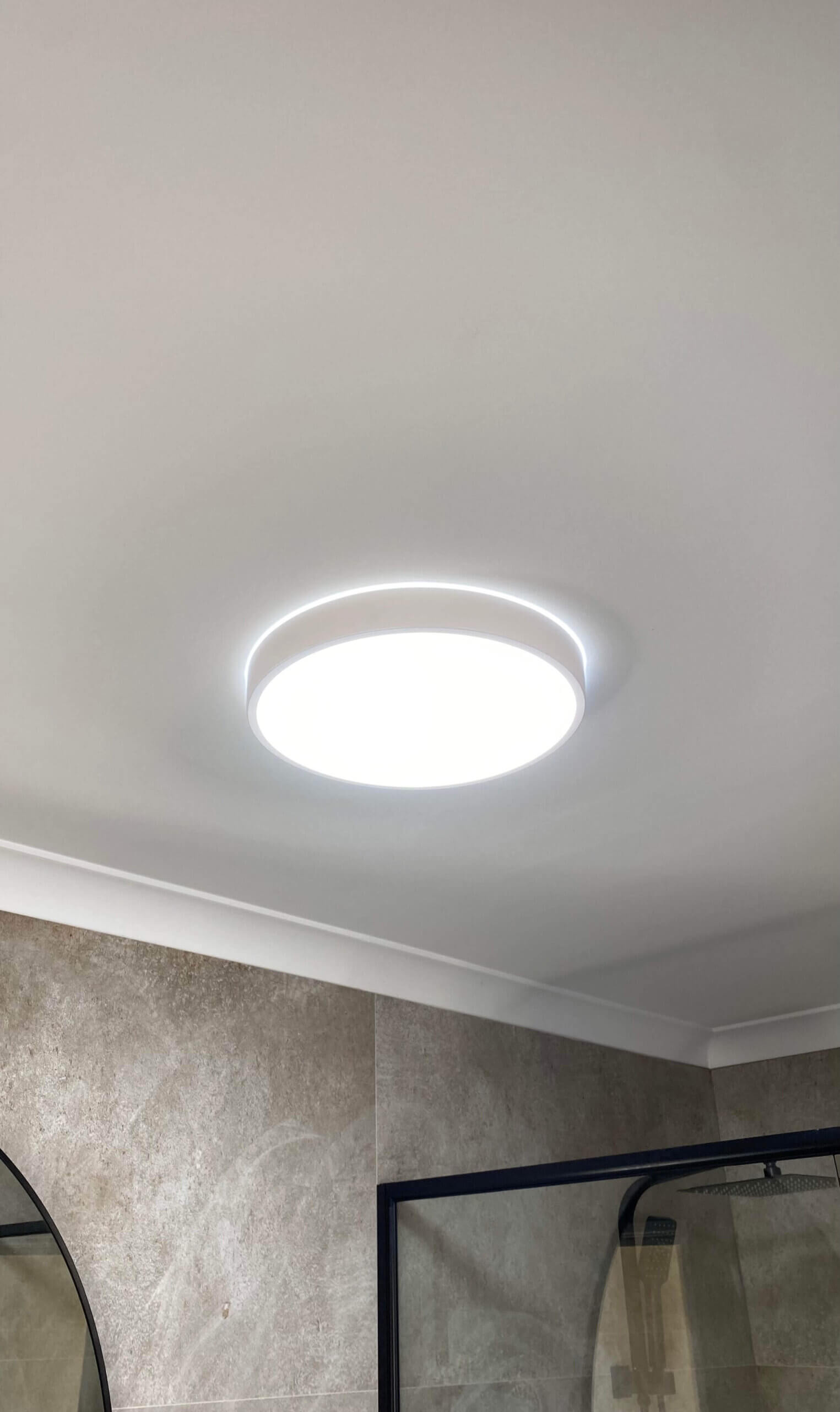 LED oyster light on a ceiling