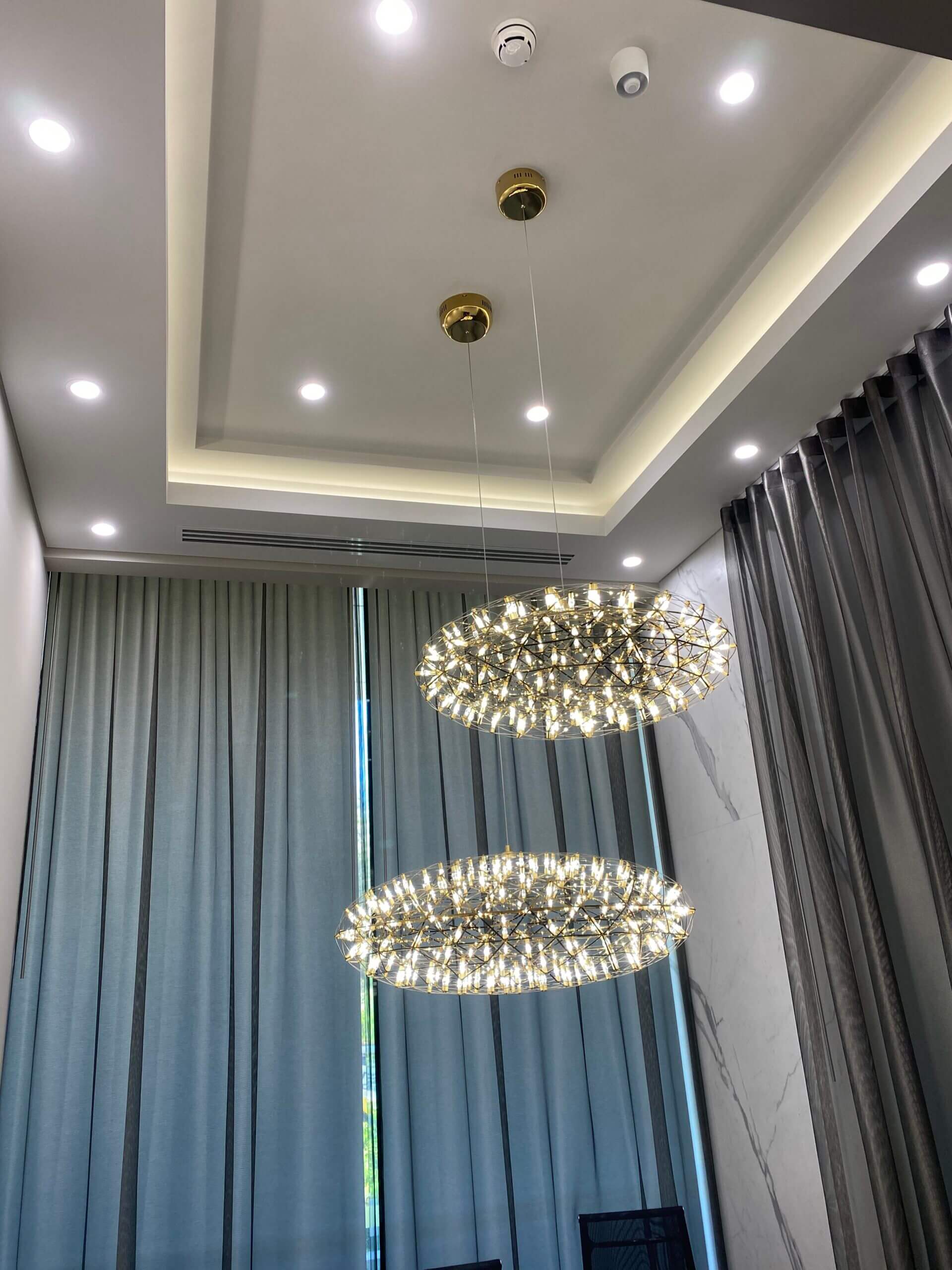 Chandelier office install