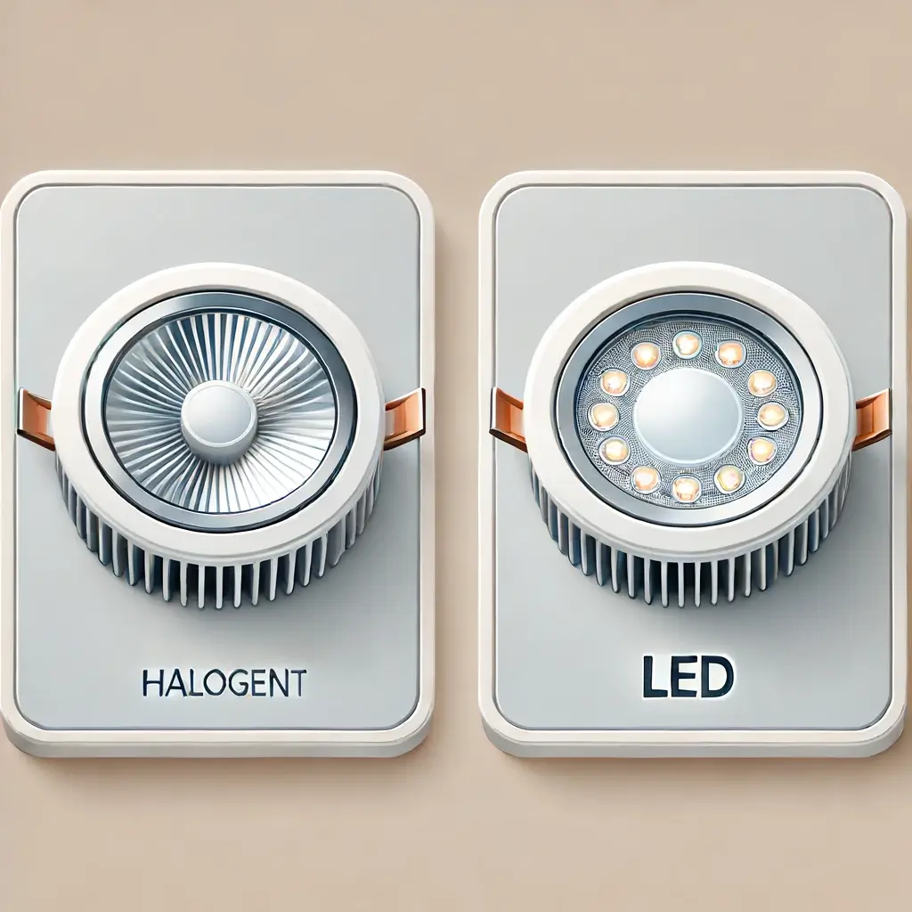 Halogen and LED downlight types compared
