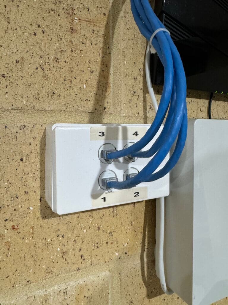 Four-port data point installed in a Perth home