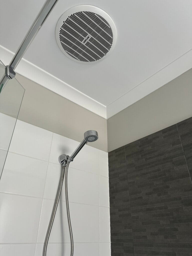 Exhaust fan installed in a Perth bathroom ceiling by Web X Electricians Perth